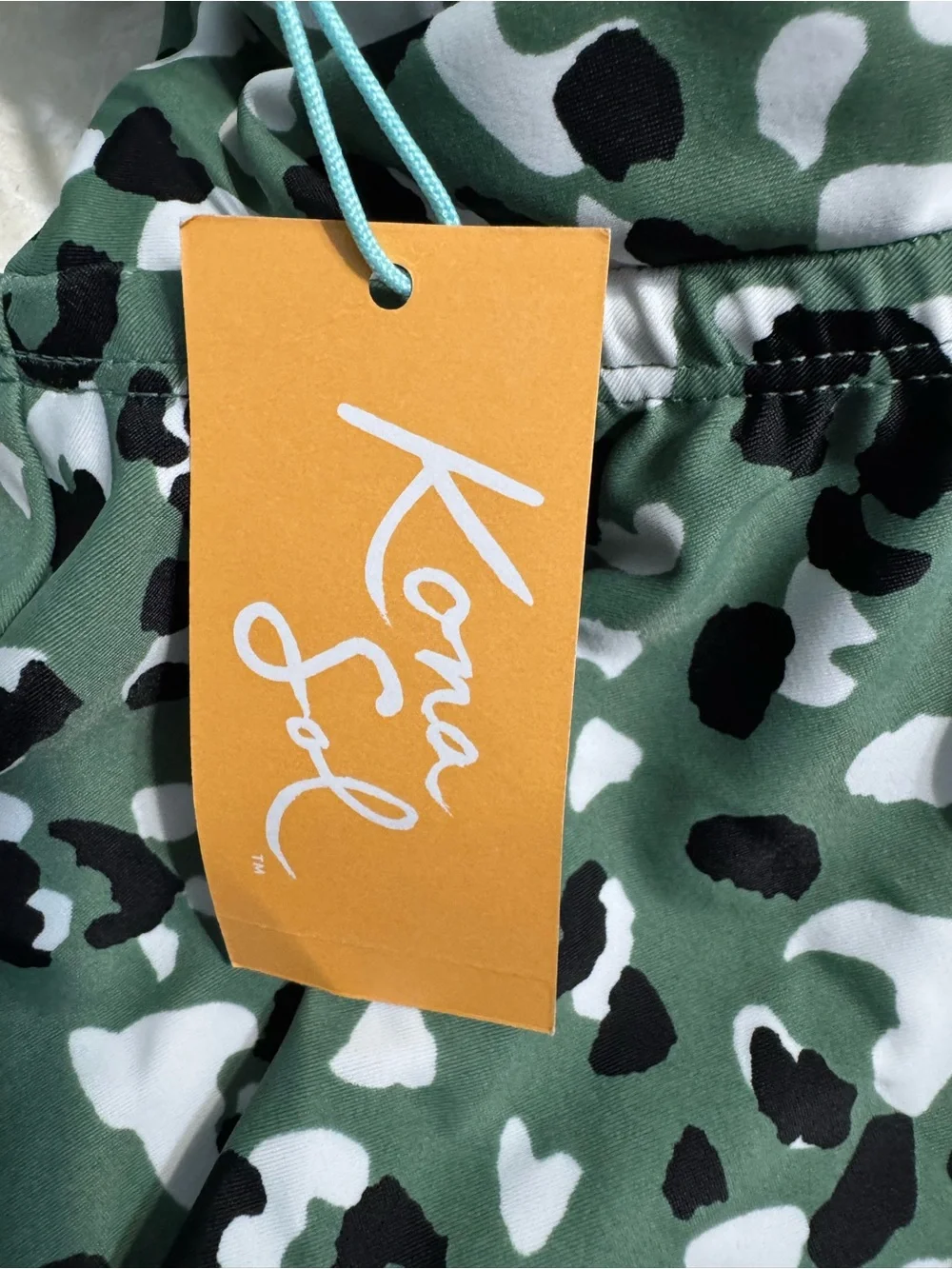 Kona Sol Green and Black Leopard Print Tankini Swim Top NWT